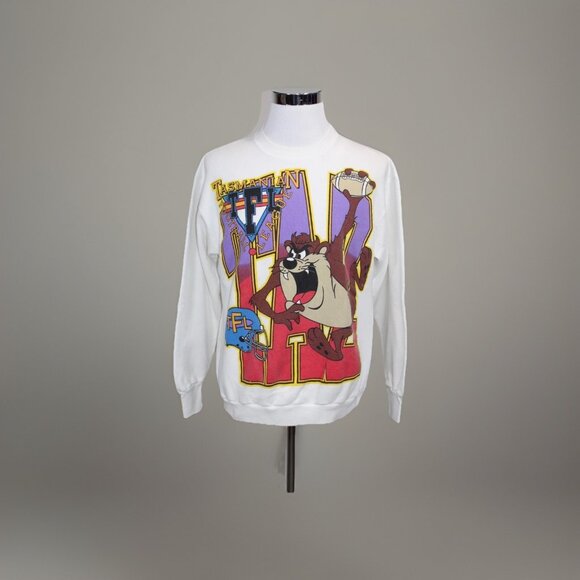 Vintage 90s TFL Mens TAMPA FOOTBALL Taz Tasmanian Devil 1993 Sweatshirt L - Picture 7 of 7